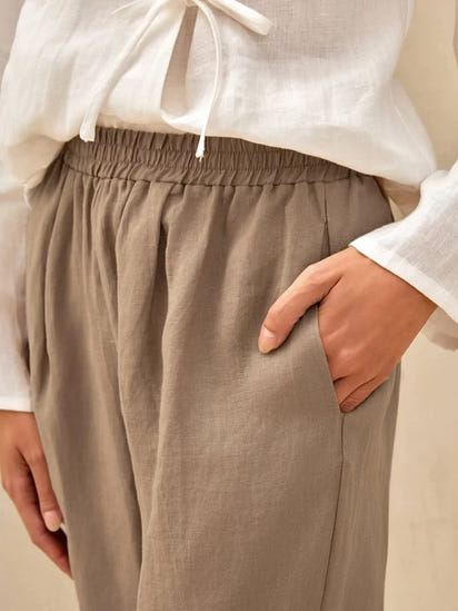 Women's Linen Casual Straight Trousers