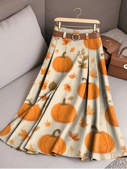 Women's Halloween Print High Waist Casual A-Line Skirt
