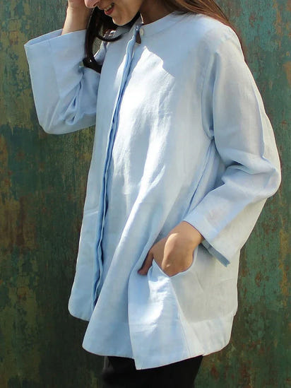 Women's Solid Color Casual Cotton And Linen Top