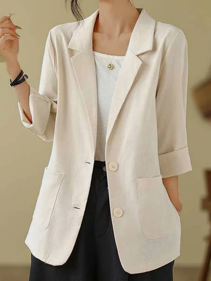 Women's Casual Solid Color Loose Lapel Single Breasted Jacket