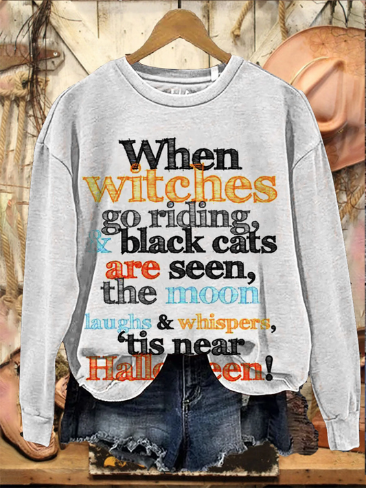 When Witches Vintage Halloween Art Print Casual Sweatshirt