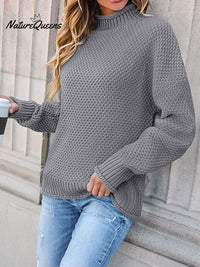 Thick Line Turtleneck Pullover Sweater