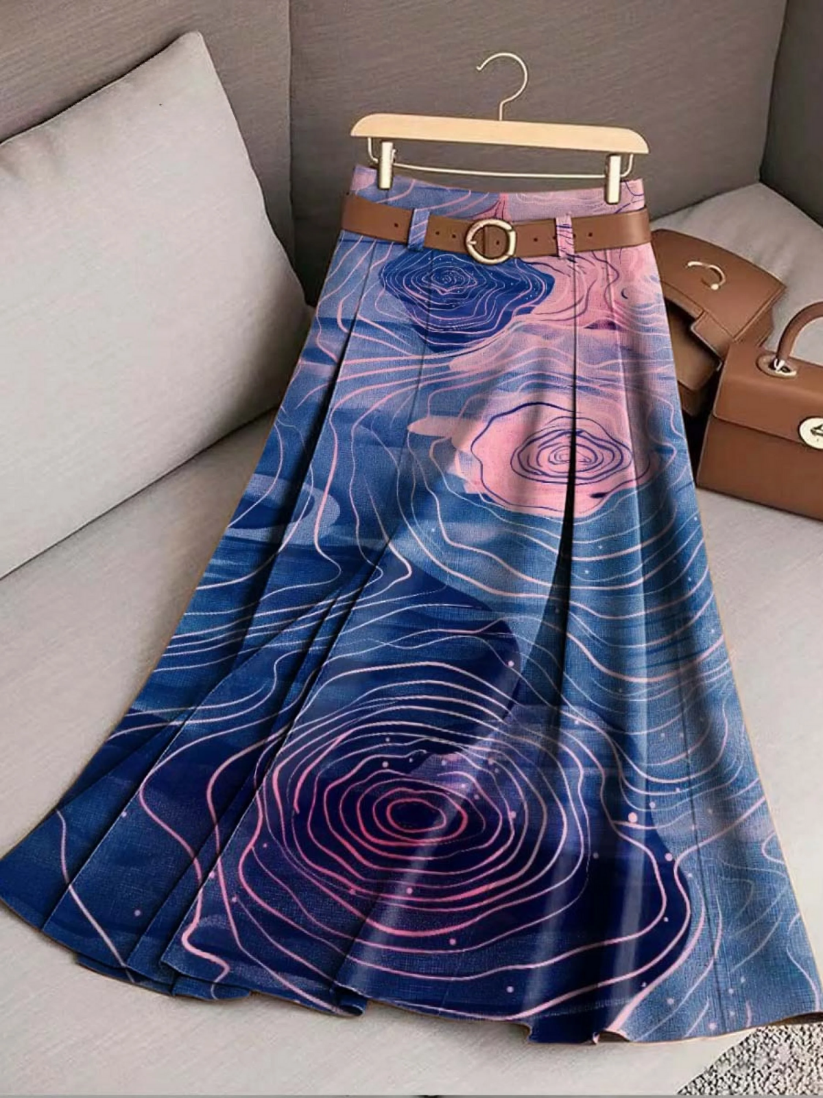 Women's Abstract Print High Waist A-Line Casual Skirt