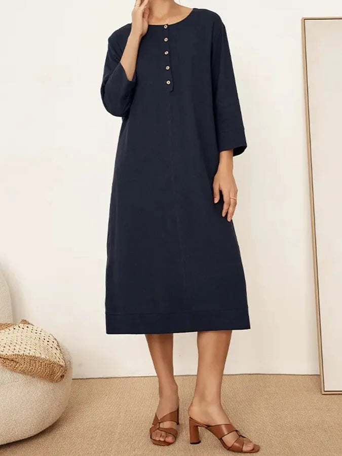 Women's Solid Linen Dress