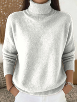 Women's Solid Color Casual Knit Turtleneck Pullover Sweater