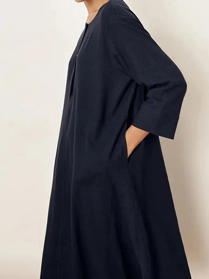 Women's Solid Linen Dress