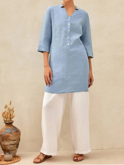 Women's Casual Button Solid Color Dress