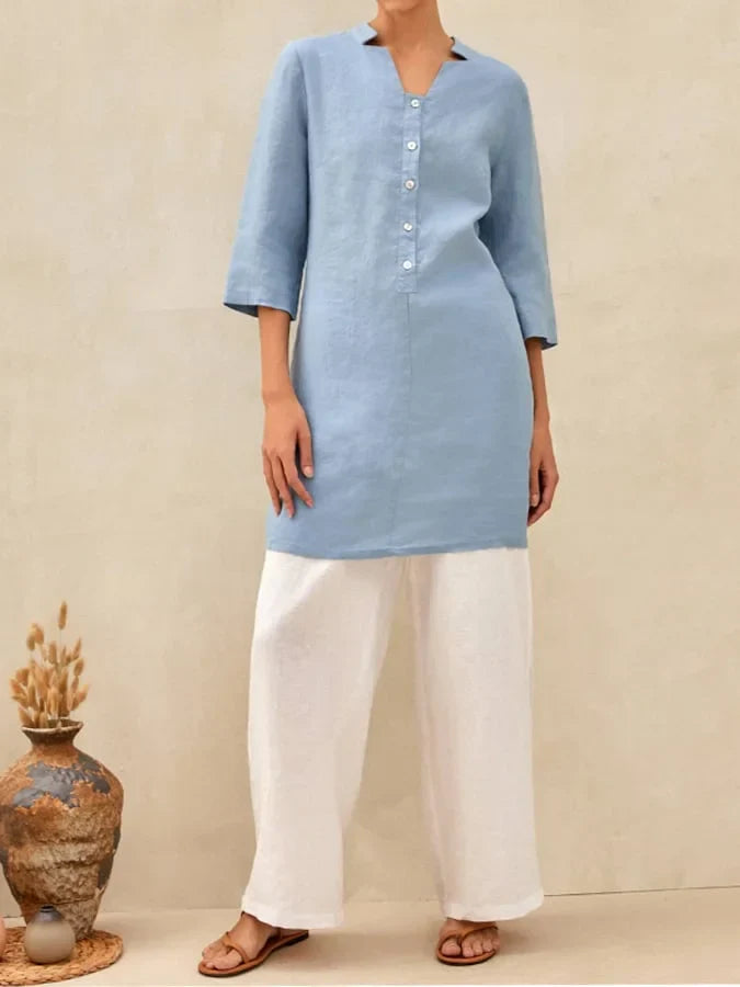 Women's Casual Button Solid Color Dress