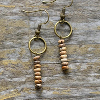 Vintage Natural Jasper Stone Ethnic Circle Earrings