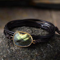 Handmade Natural Labradorite Gemstone Wrap Bracelet
