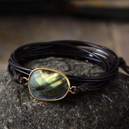 Handmade Natural Labradorite Gemstone Wrap Bracelet