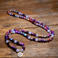 108 Purple Jasper & Amethyst Mala Bead Bracelet