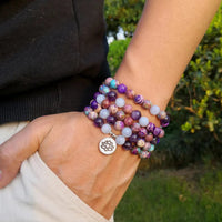108 Purple Jasper & Amethyst Mala Bead Bracelet