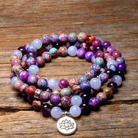 108 Purple Jasper & Amethyst Mala Bead Bracelet