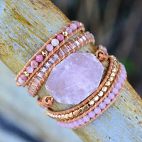 Natural Rose Quartz Heart Chakra Wrap Bracelet