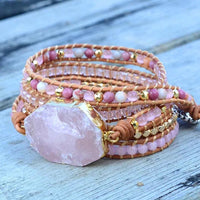 Natural Rose Quartz Heart Chakra Wrap Bracelet