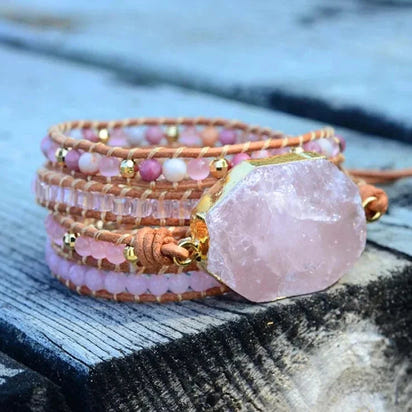 Natural Rose Quartz Heart Chakra Wrap Bracelet