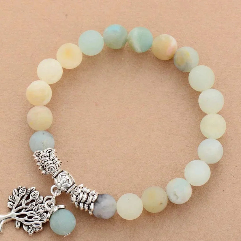 Natural Amazonite Tree Of Life Bead Bracelet