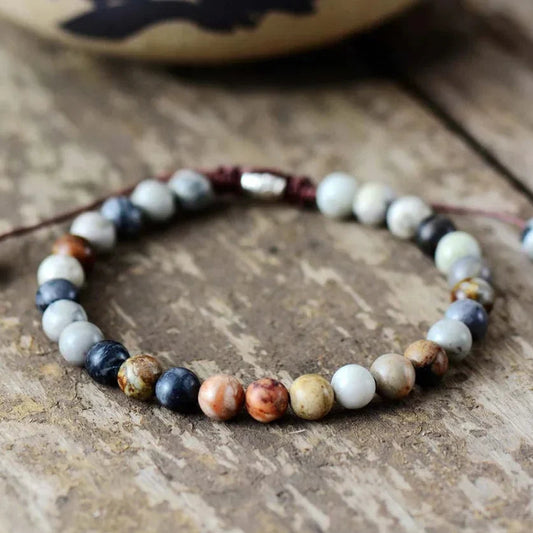 Natural Semi-Precious Healing Jasper Stone Bead Bracelet