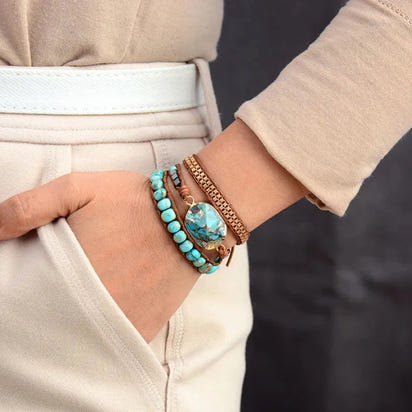 Natural Turquoise Howlite Wrap Bracelet