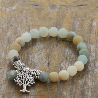Natural Amazonite Tree Of Life Bead Bracelet