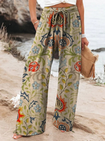 Women's Vintage Ethnic Floral Art Printed Casual Pants