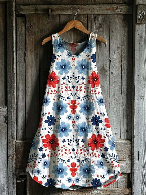 Vintage Loose Floral  Tank Dress