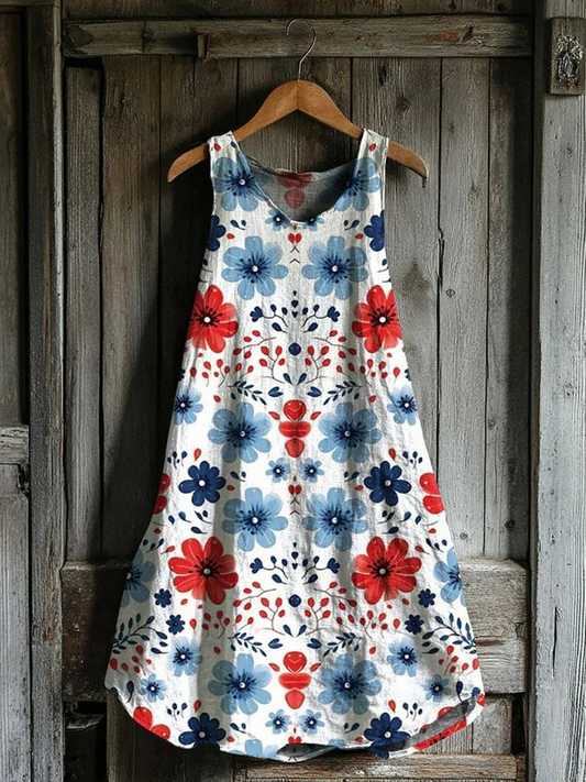 Vintage Loose Floral  Tank Dress