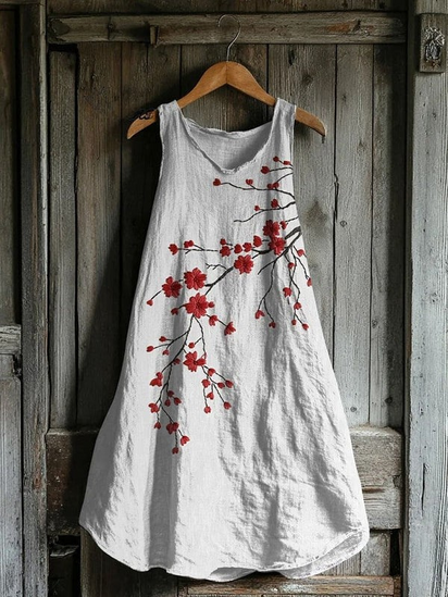 Vintage Cherry Blossom Art Tank Dress