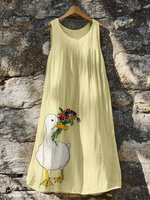 Cute Duck With Floral Art Tank Dress