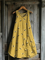 Flying Bees Print Tank Dress
