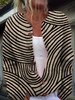 Retro Drawn Line Pattern Print Buttoned Cardigan Sweater