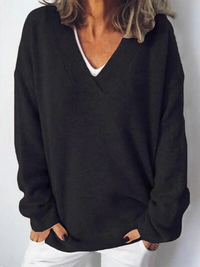 Women's V-neck Pullover Knitted Sweater