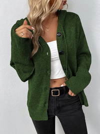 Solid Color V-neck Knitted Cardigan Jacket