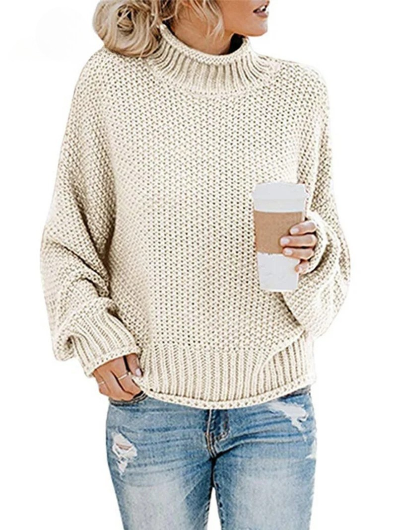 Thick Line Turtleneck Pullover Sweater