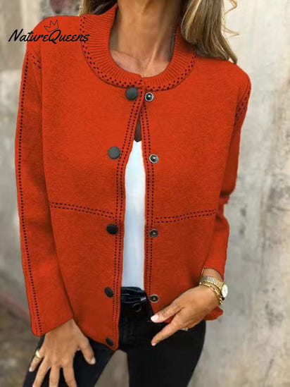 Women's Solid Color Crew Neck Long Sleeve Casual Pocket Baseball Jacket