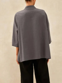 Women's Linen Casual Button Solid Color Blouse