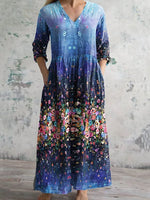 Women's Vintage Floral Print Casual Cotton Dress