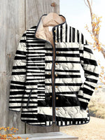 Women's Abstract Quilted Jacket in Black and White