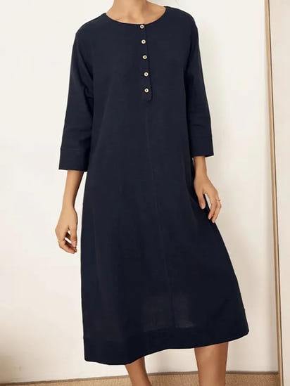 Women's Solid Linen Dress