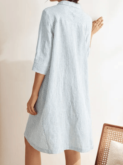 Women's Linen Striped Shirt Dress