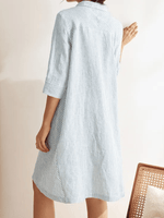 Women's Linen Striped Shirt Dress
