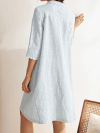 Women's Linen Striped Shirt Dress