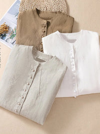 Cotton Thin Loose Mandarin Collar Casual Suit