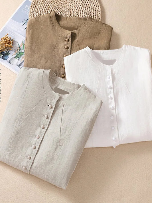 Cotton Thin Loose Mandarin Collar Casual Suit