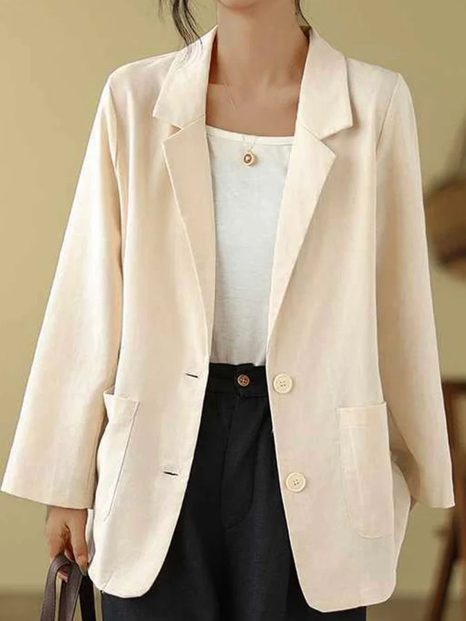 Women's Casual Solid Color Loose Lapel Single Breasted Jacket