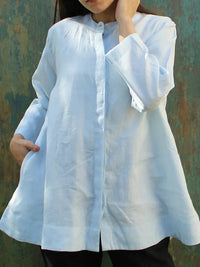 Women's Solid Color Casual Cotton And Linen Top