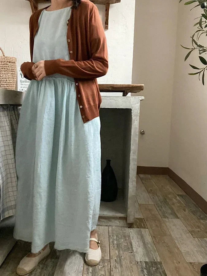 Women's Loose Three-Quarter Sleeve Cotton Dress