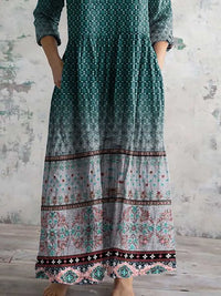 Women's Retro Ethnic Printed Casual Cotton Dress
