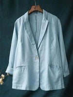 Women's Pocket Cotton And Linen Suit Jacket